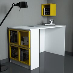 Письменный стол Kalune Design 845 (I), белый/желтый цена и информация | Компьютерные, письменные столы | pigu.lt