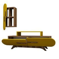 Svetainės baldų komplektas Kalune Design 845(LVI), rudas/geltonas kaina ir informacija | Sekcijos | pigu.lt