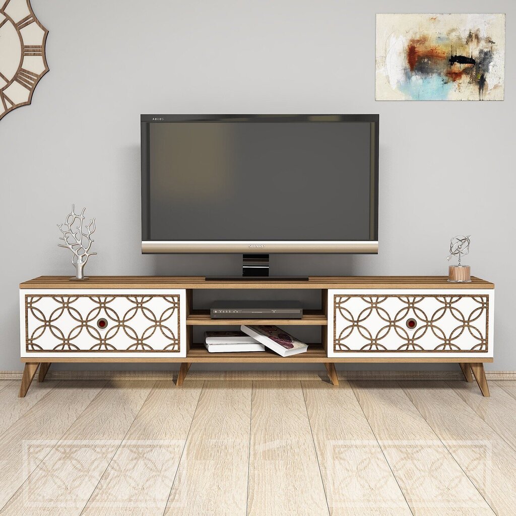 TV staliukas Kalune Design 845,180 cm, rudas/baltas цена и информация | TV staliukai | pigu.lt