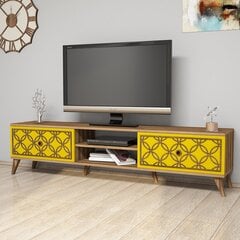 TV staliukas Kalune Design 845, 180 cm, rudas/geltonas kaina ir informacija | TV staliukai | pigu.lt
