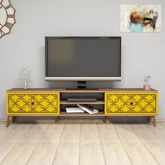 TV staliukas Kalune Design 845, 180 cm, rudas/geltonas kaina ir informacija | TV staliukai | pigu.lt