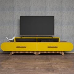 TV staliukas Kalune Design 845, 205 cm, rudas/geltonas kaina ir informacija | TV staliukai | pigu.lt