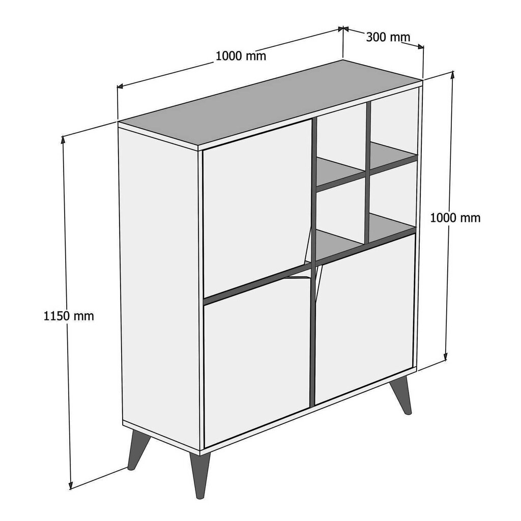 Komoda Kalune Design 845, 115 cm, ruda/balta kaina ir informacija | Komodos | pigu.lt