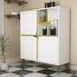 Komoda Kalune Design 845, 115 cm, balta/geltona kaina ir informacija | Komodos | pigu.lt