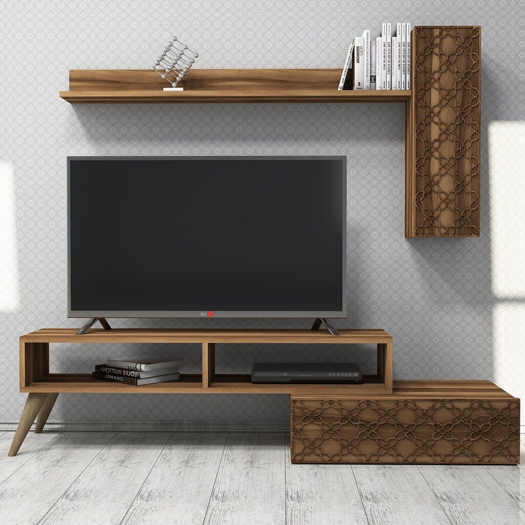 Svetainės baldų komplektas Kalune Design 845(XL), rudas kaina ir informacija | Sekcijos | pigu.lt