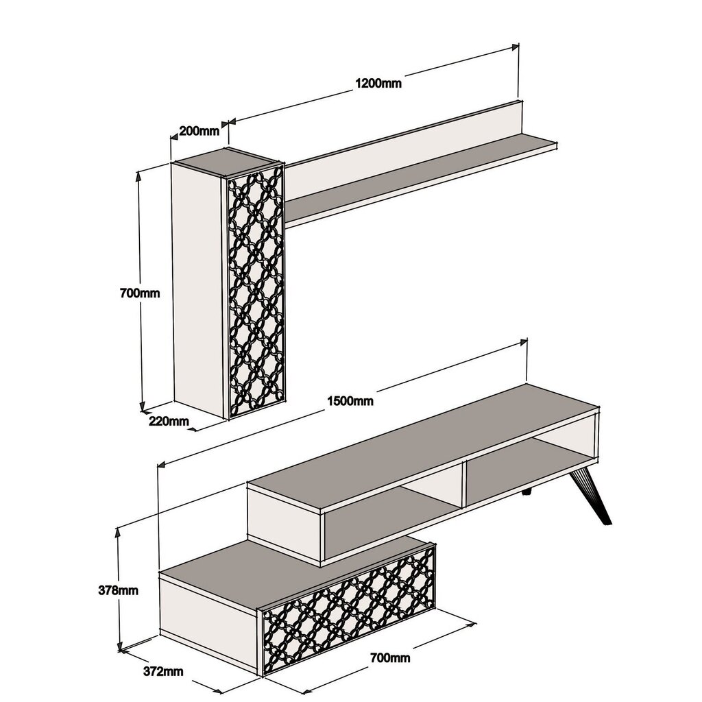 Svetainės baldų komplektas Kalune Design 845(XL), rudas kaina ir informacija | Sekcijos | pigu.lt