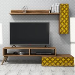 Svetainės baldų komplektas Kalune Design 845(LVIII), rudas/geltonas kaina ir informacija | Sekcijos | pigu.lt