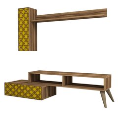 Svetainės baldų komplektas Kalune Design 845(LVIII), rudas/geltonas kaina ir informacija | Sekcijos | pigu.lt