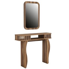 Staliuko ir veidrožio komplektas Kalune Design 845, rudas kaina ir informacija | Kosmetiniai staliukai | pigu.lt