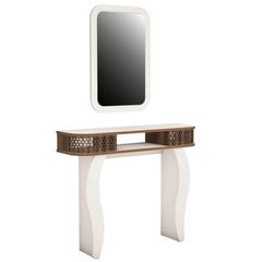Комплект стола и зеркала Kalune Design 845, белый/коричневый цена и информация | Туалетные столики | pigu.lt