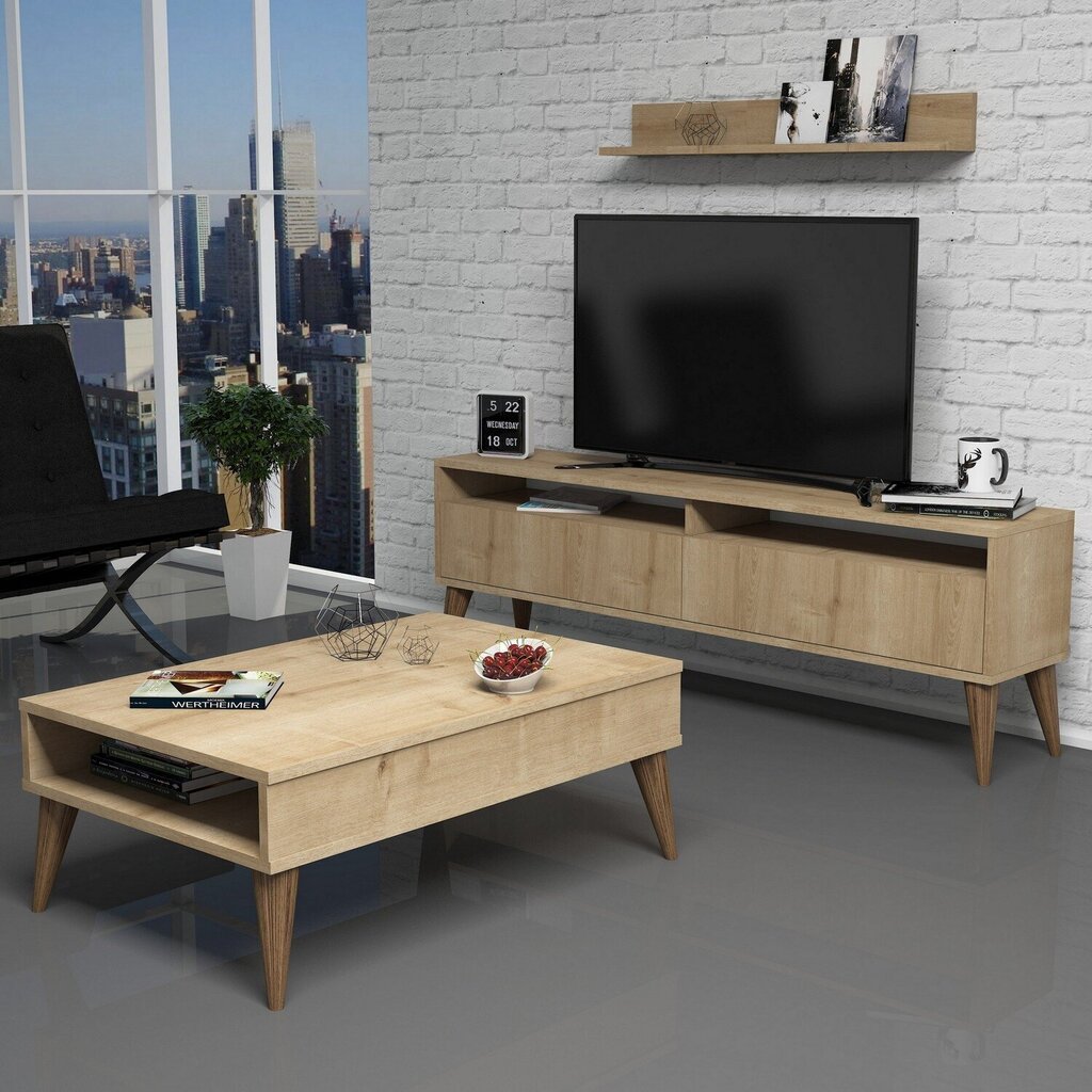 Svetainės baldų komplektas Kalune Design 845(IV), rudas kaina ir informacija | Sekcijos | pigu.lt