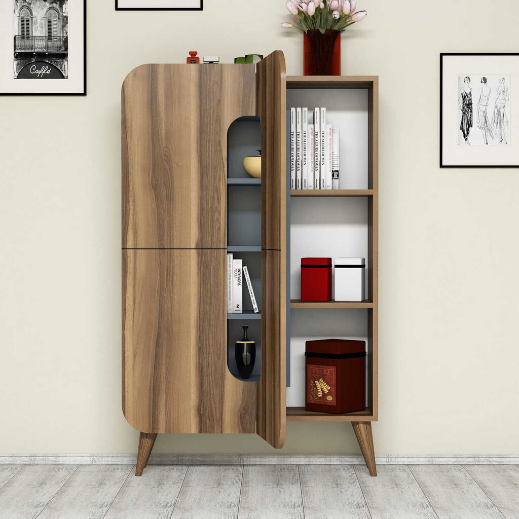 Komoda Kalune Design 845, 144 cm, ruda/mėlyna kaina ir informacija | Komodos | pigu.lt