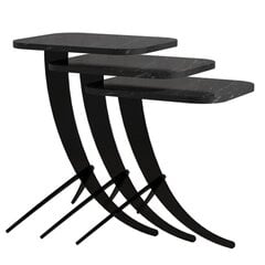 3-jų kavos staliukų komplektas Kalune Design 845, juodas kaina ir informacija | Kavos staliukai | pigu.lt