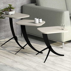 3-jų kavos staliukų komplektas Kalune Design 845, juodas/smėlio kaina ir informacija | Kavos staliukai | pigu.lt