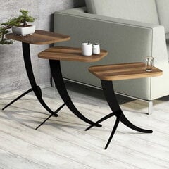 3-jų kavos staliukų komplektas Kalune Design 845(I), tamsiai rudas/juodas kaina ir informacija | Kavos staliukai | pigu.lt