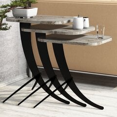3-jų kavos staliukų komplektas Kalune Design 845(I), juodas/rudas kaina ir informacija | Kavos staliukai | pigu.lt