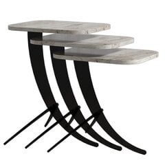 3-jų kavos staliukų komplektas Kalune Design 845(I), juodas/rudas kaina ir informacija | Kavos staliukai | pigu.lt