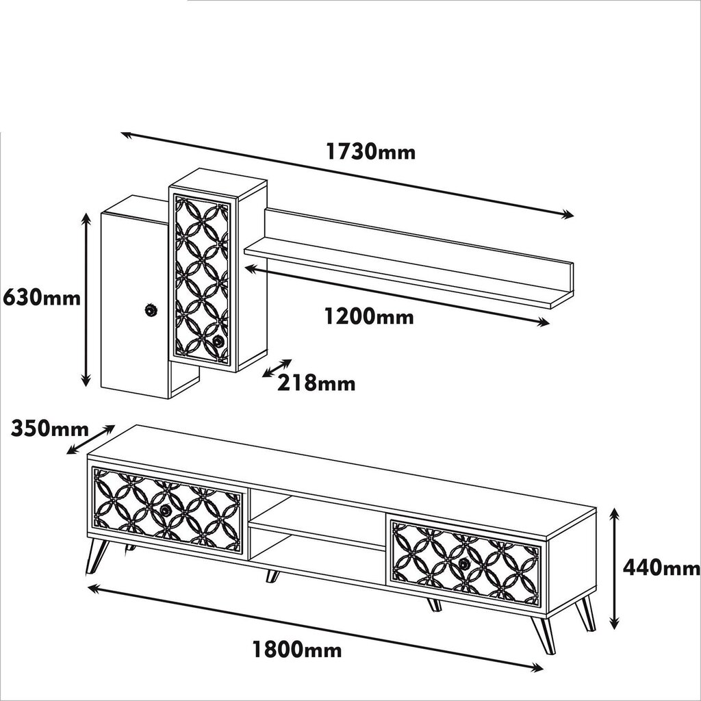 Svetainės baldų komplektas Kalune Design 845(LV), rudas/baltas kaina ir informacija | Sekcijos | pigu.lt