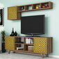 Svetainės baldų komplektas Kalune Design 845(LXI), rudas/geltonas kaina ir informacija | Sekcijos | pigu.lt