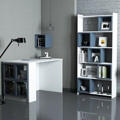 Письменный стол с полкой Kalune Design 845 (II), белый/синий цена и информация | Компьютерные, письменные столы | pigu.lt