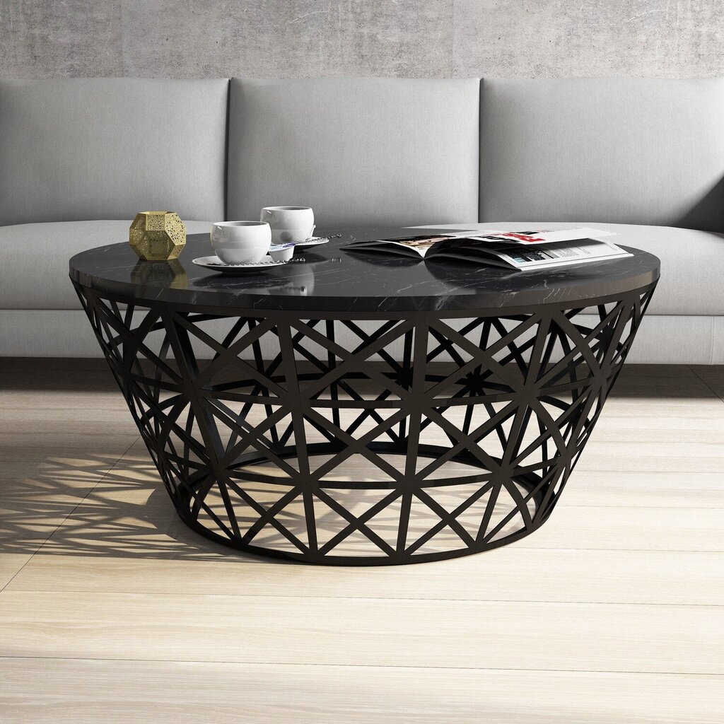 Kavos staliukas Kalune Design 845, juodas/pilkas kaina ir informacija | Kavos staliukai | pigu.lt