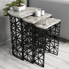 3-jų kavos staliukų komplektas Kalune Design 845, juodas/rudas kaina ir informacija | Kavos staliukai | pigu.lt