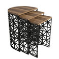 3-jų kavos staliukų komplektas Kalune Design 845, tamsiai rudas/juodas