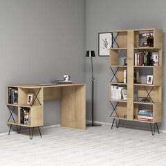 Письменный стол с книжной полкой Kalune Design 845 (IV), черный/светло-коричневый цена и информация | Компьютерные, письменные столы | pigu.lt