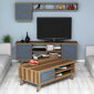 Svetainės baldų komplektas Kalune Design 845(II), tamsiai rudas/mėlynas kaina ir informacija | Sekcijos | pigu.lt