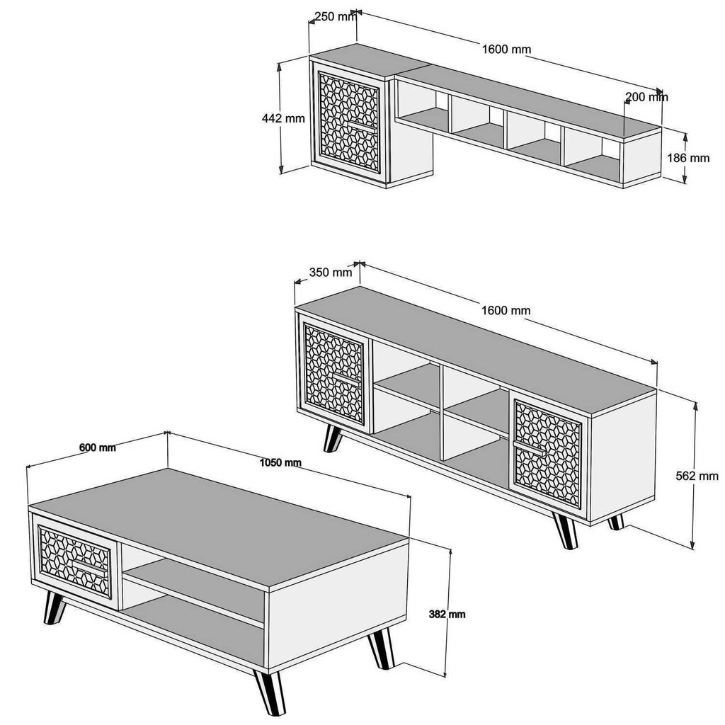 Svetainės baldų komplektas Kalune Design 845(XIX), rudas цена и информация | Sekcijos | pigu.lt