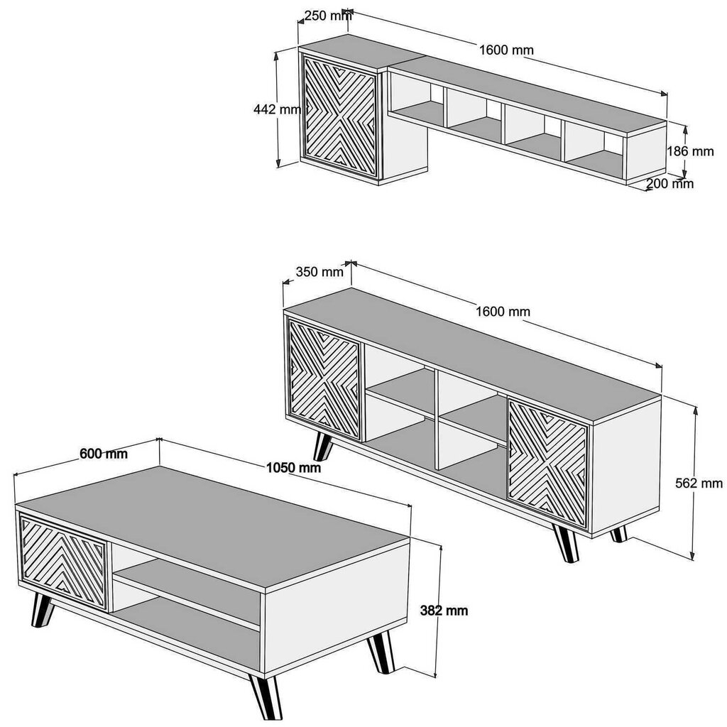 Svetainės baldų komplektas Kalune Design 845(XX), rudas kaina ir informacija | Sekcijos | pigu.lt