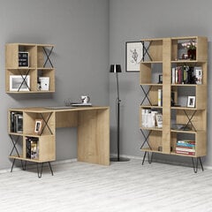 Rašomasis stalas su lentyna Kalune Design 845 (III), šviesiai rudas/juodas kaina ir informacija | Kompiuteriniai, rašomieji stalai | pigu.lt