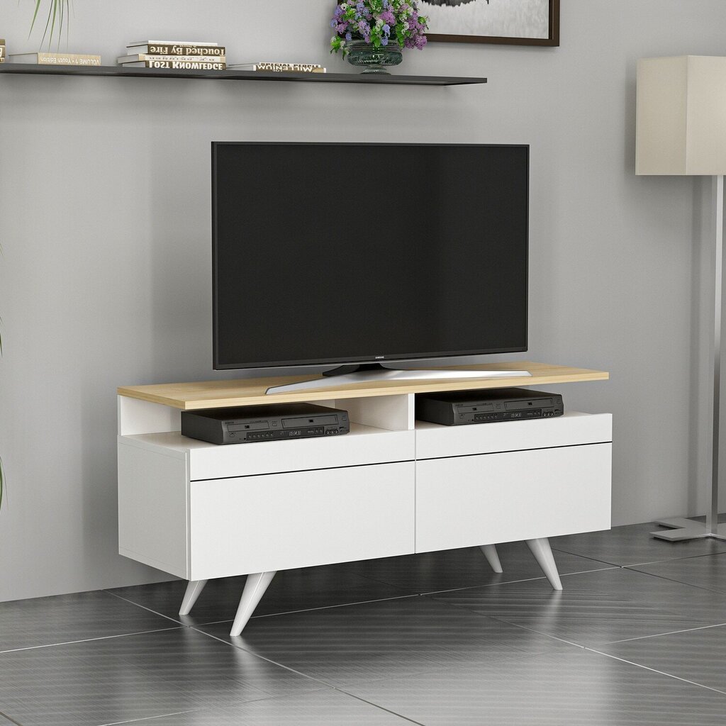 TV staliukas Kalune Design 382 120 cm, baltas цена и информация | TV staliukai | pigu.lt