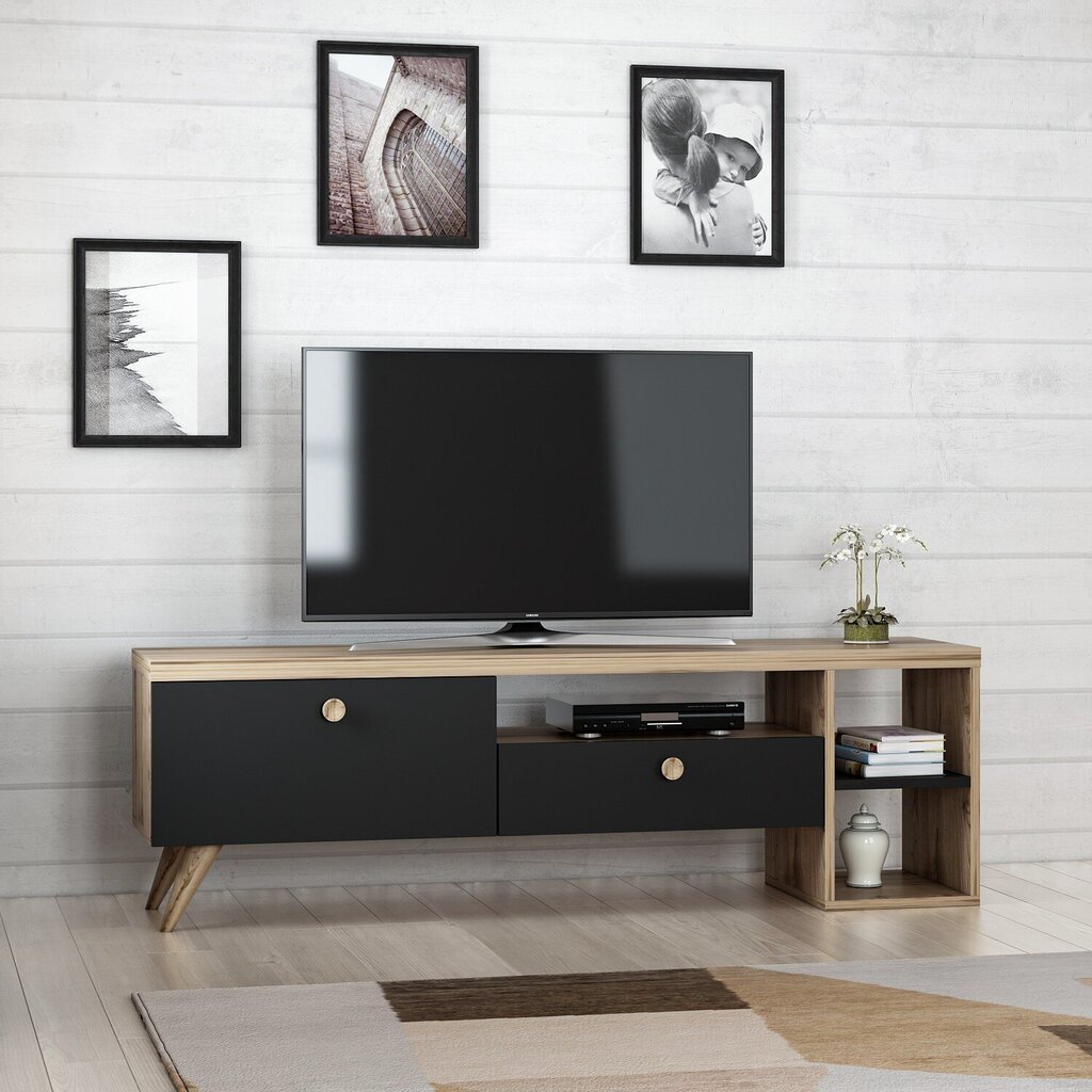 TV staliukas Kalune Design 382(III), 150 cm, juodas/rudas kaina ir informacija | TV staliukai | pigu.lt