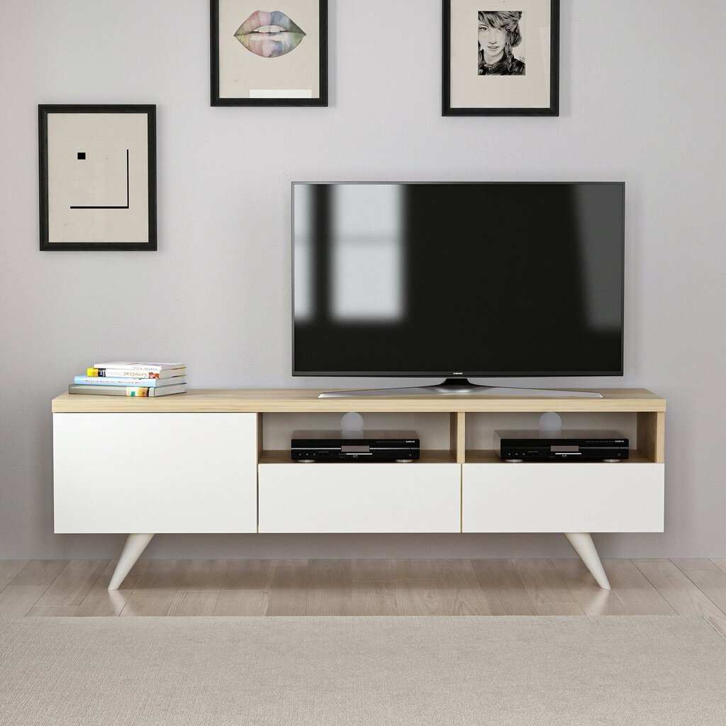 TV staliukas Kalune Design 382(II), 150 cm, baltas/smėlio spalvos kaina ir informacija | TV staliukai | pigu.lt