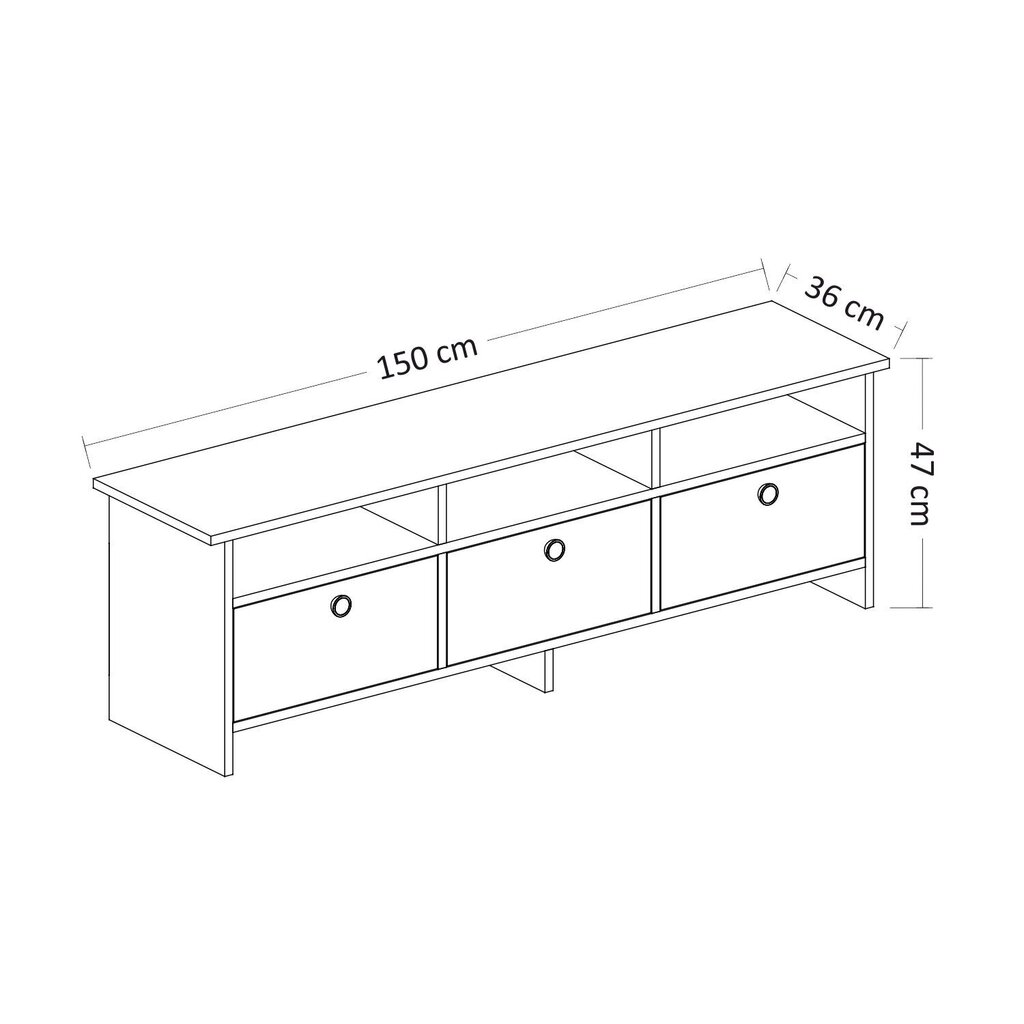 TV staliukas Kalune Design 382(V), 150 cm, pilkas kaina ir informacija | TV staliukai | pigu.lt