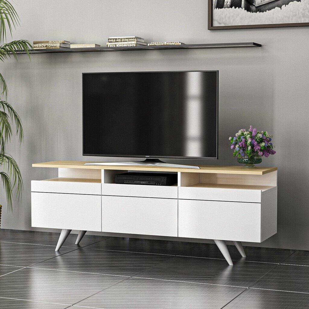 TV staliukas Kalune Design 382 150 cm, baltas kaina ir informacija | TV staliukai | pigu.lt