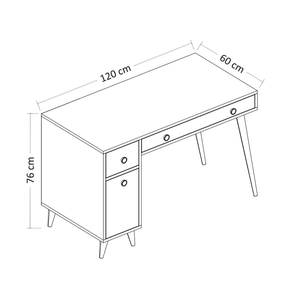 Rašomasis stalas Kalune Design 382, šviesiai rudas/baltas kaina ir informacija | Kompiuteriniai, rašomieji stalai | pigu.lt