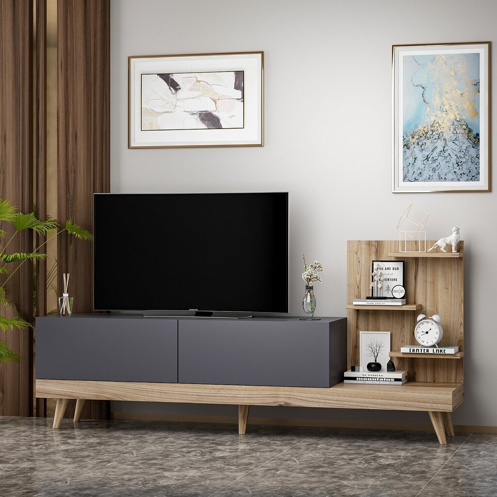 TV staliukas Kalune Design 382, 180 cm, pilkas/rudas kaina ir informacija | TV staliukai | pigu.lt