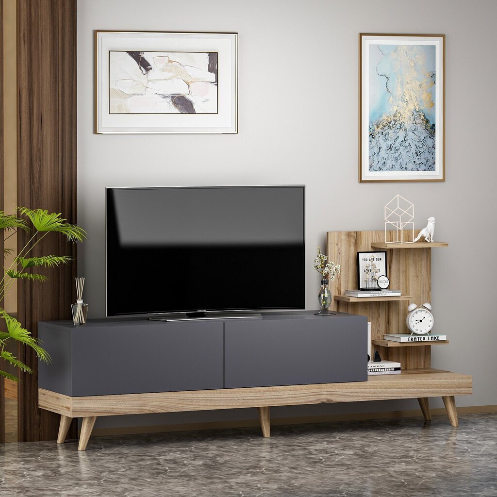 TV staliukas Kalune Design 382, 180 cm, pilkas/rudas kaina ir informacija | TV staliukai | pigu.lt