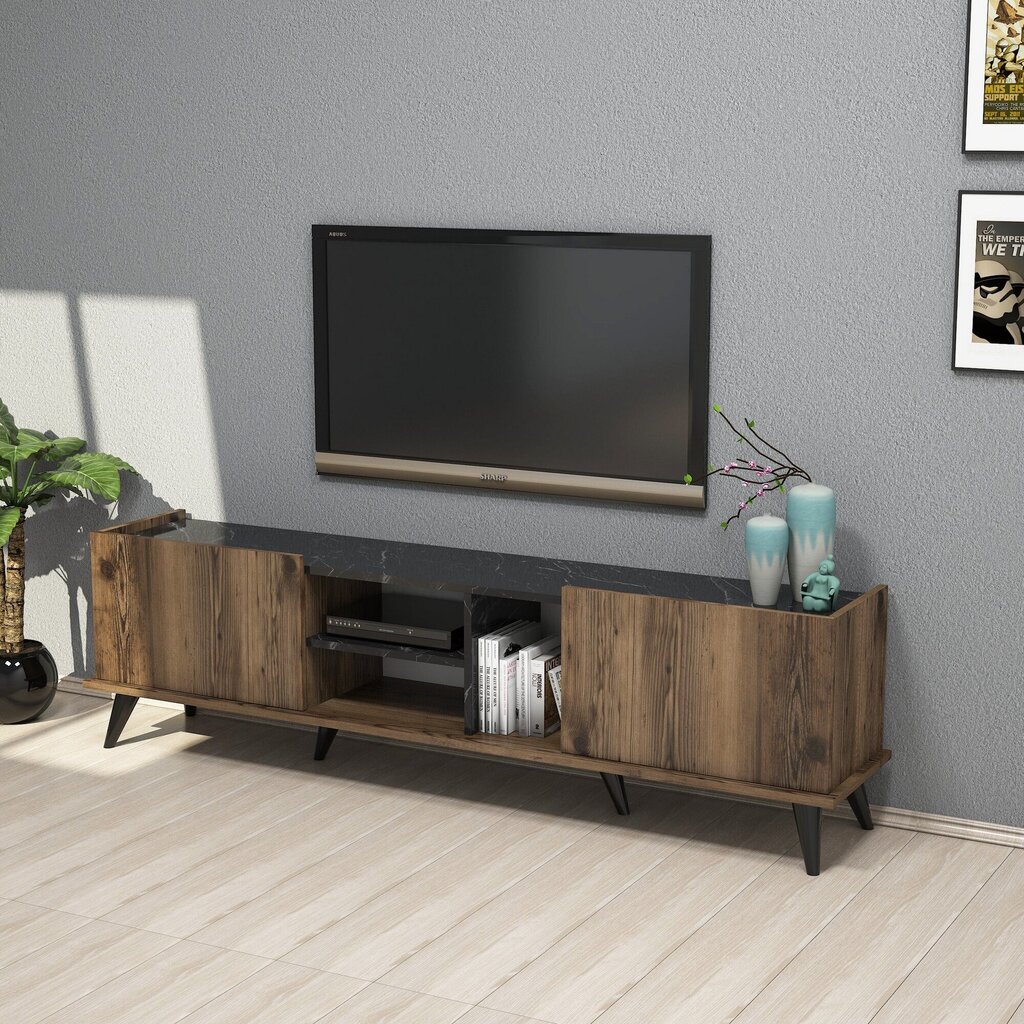 TV staliukas Kalune Design 389, 180 cm, rudas/juodas цена и информация | TV staliukai | pigu.lt