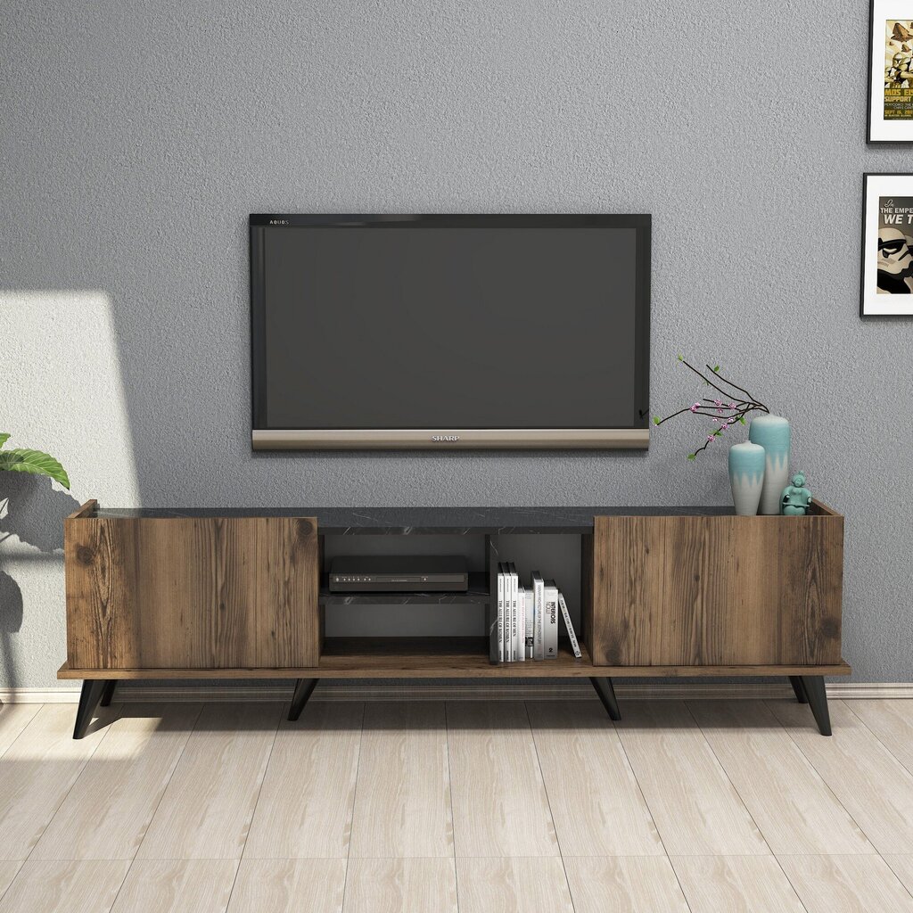 TV staliukas Kalune Design 389, 180 cm, rudas/juodas kaina ir informacija | TV staliukai | pigu.lt