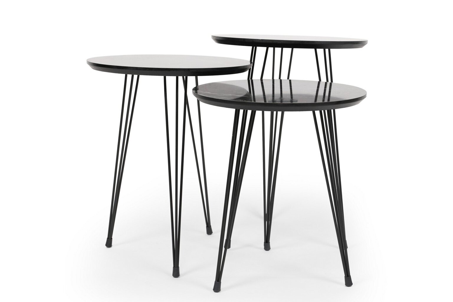 3-jų kavos staliukų komplektas Kalune Design 562, pilkas/juodas kaina ir informacija | Kavos staliukai | pigu.lt