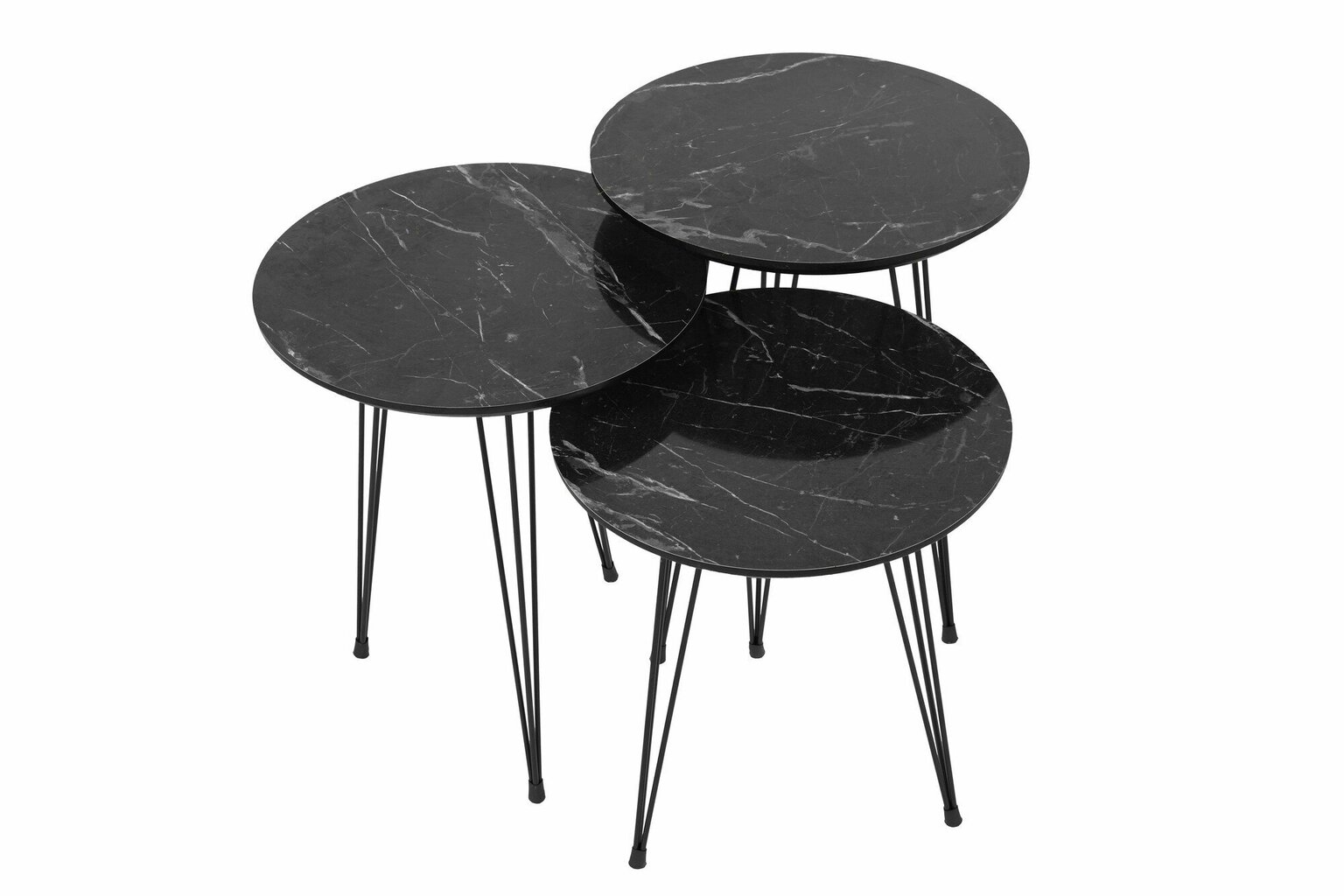 3-jų kavos staliukų komplektas Kalune Design 562, pilkas/juodas цена и информация | Kavos staliukai | pigu.lt