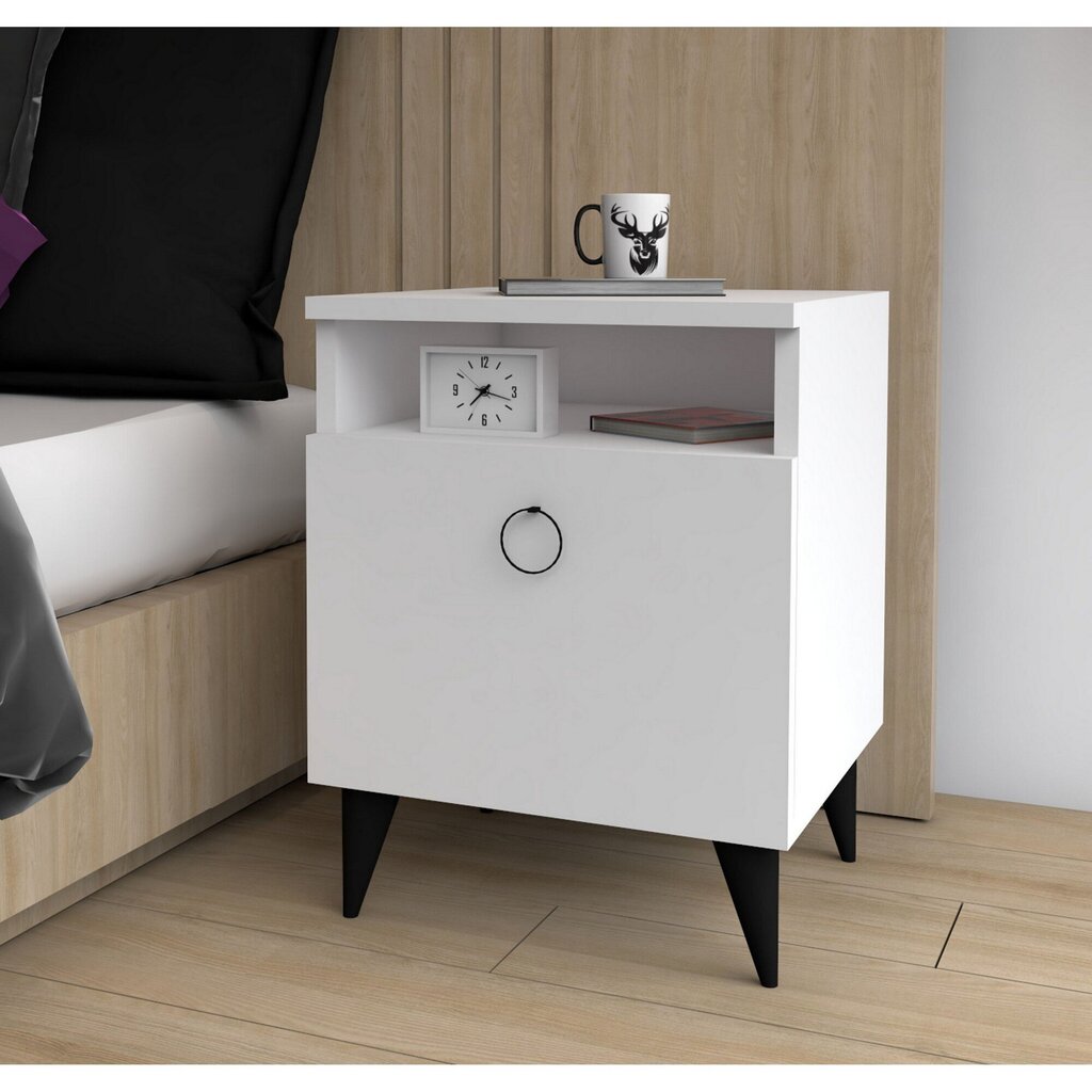 Naktinis staliukas Kalune Design 835, 52 cm, baltas kaina ir informacija | Spintelės prie lovos | pigu.lt