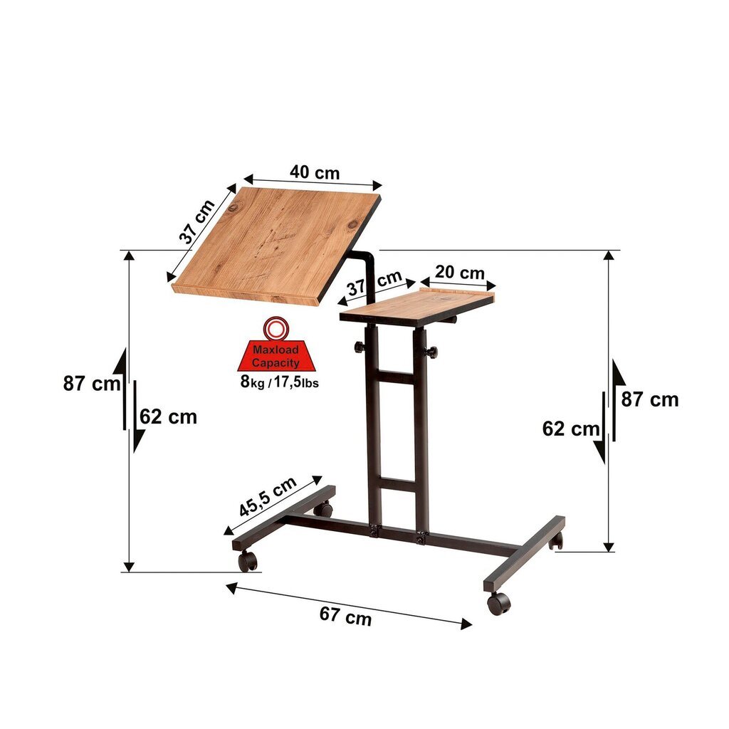 Kompiuterinis stalas Kalune Design 863 (I) nešiojamam kompiuteriui, šviesiai rudas/juodas kaina ir informacija | Kompiuteriniai, rašomieji stalai | pigu.lt