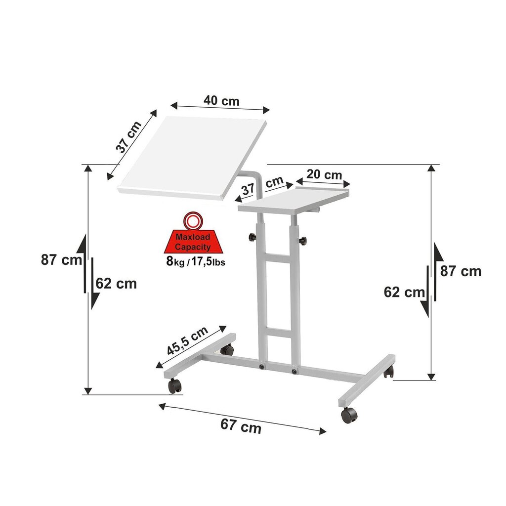 Kompiuterinis stalas Kalune Design 863 (I) nešiojamam kompiuteriui, baltas kaina ir informacija | Kompiuteriniai, rašomieji stalai | pigu.lt