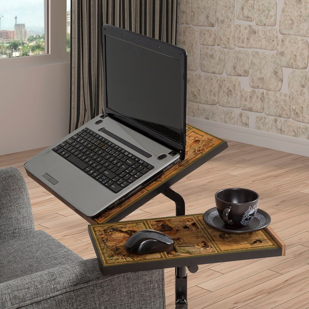 Kompiuterinis stalas Kalune Design 863 (I) nešiojamam kompiuteriui, rudas/juodas kaina ir informacija | Kompiuteriniai, rašomieji stalai | pigu.lt