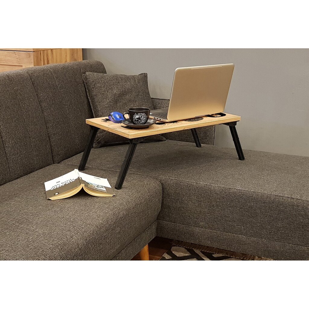 Nešiojamo kompiuterio staliukas Kalune Design 869 (I), šviesiai rudas/juodas kaina ir informacija | Kompiuteriniai, rašomieji stalai | pigu.lt