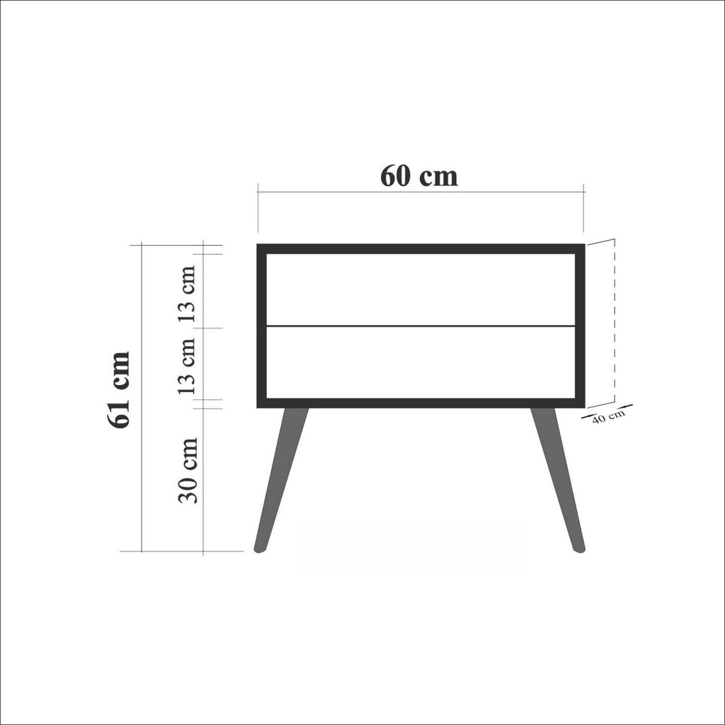 Naktinis staliukas Kalune Design 869, 61 cm, ąžuolo/tamsiai mėlynos spalvos kaina ir informacija | Spintelės prie lovos | pigu.lt